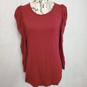 The Limited Puffed & Pleated Long Sleeve Wine Knit - Large